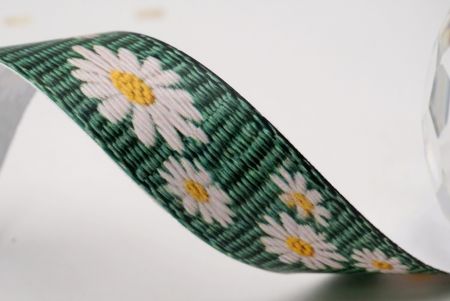 Gänseblümchen in Grün Jacquardband_AI-KN